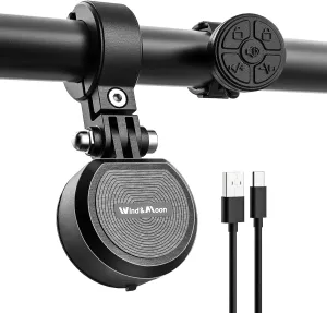 Wind&Moon Electric Bike Bell, 80-130DB Anti-Theft Alarm Adjustable Bike Horn, IPX6 Waterproof with USB Rechargeable Scooter Horn, Bicycle Bell, Warning Horn (Remote Control 4 Tones, 4 Tones, 1 Tone)