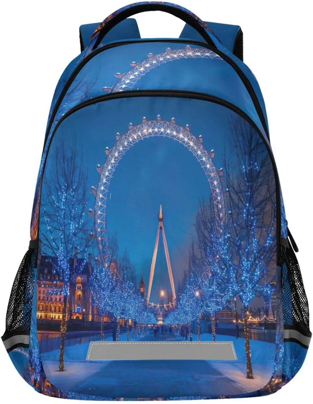 Winter Ferris Wheel Design Waterproof Backpack - Casual Outdoor Sports Daypack with Ergonomic Shoulder Straps#903