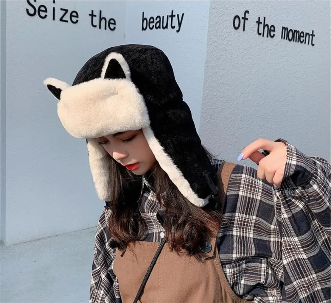 Winter Trapper Hat,Russian Ushanka Trooper Aviator Hats for Girl & Women,Snow Eskimo Hat with Ear Flaps for Cold Weather.