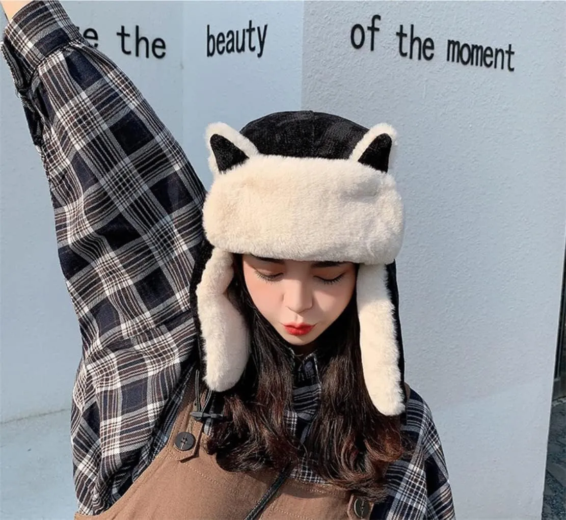 Winter Trapper Hat,Russian Ushanka Trooper Aviator Hats for Girl & Women,Snow Eskimo Hat with Ear Flaps for Cold Weather.
