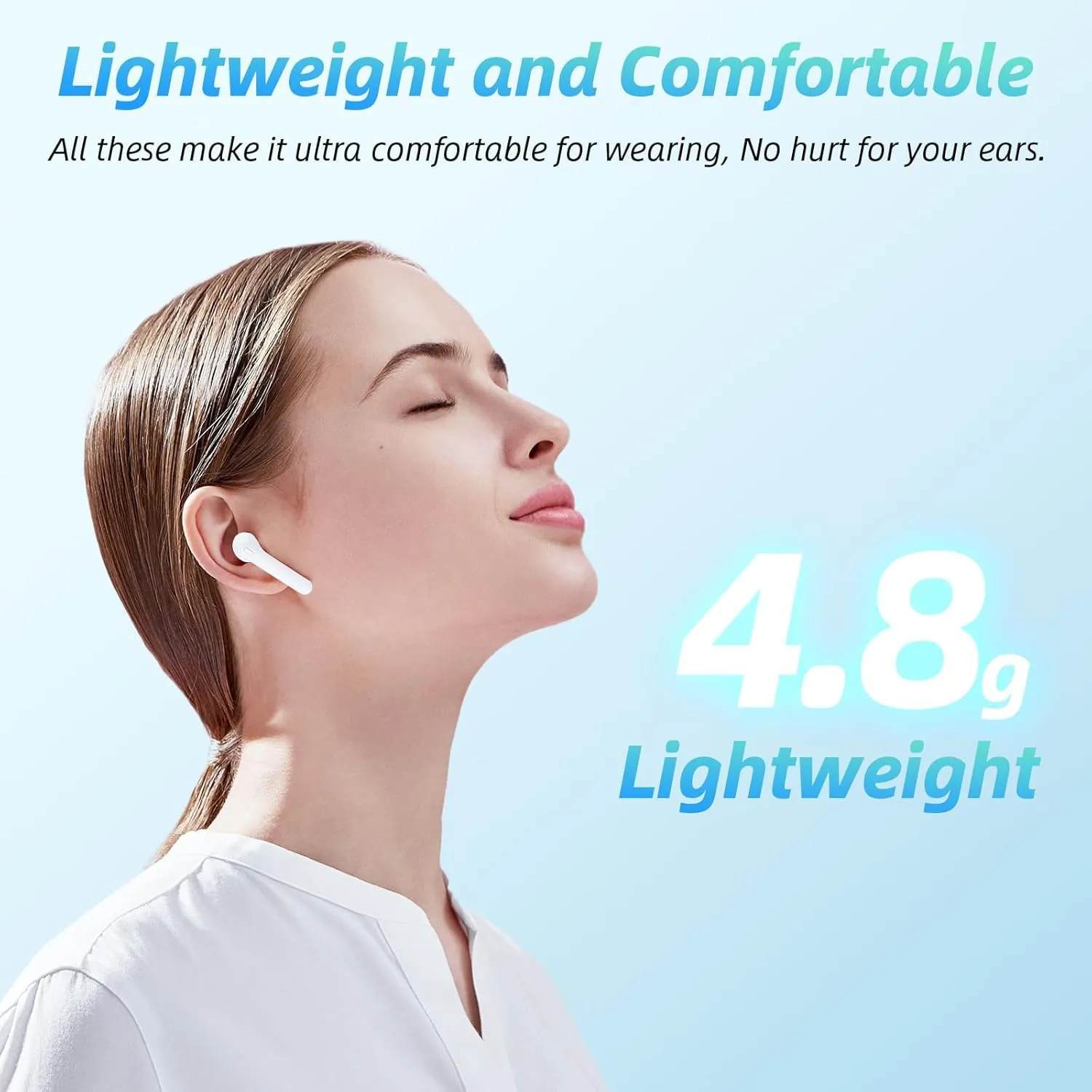Wireless Earbuds 40H Playtime 8H Continuous Playtime Bluetooth Ear Buds, IPX6 Waterproof Stereo Sound Bluetooth Wireless Headphones with Microphone and Charging Case for iOS Android Sports