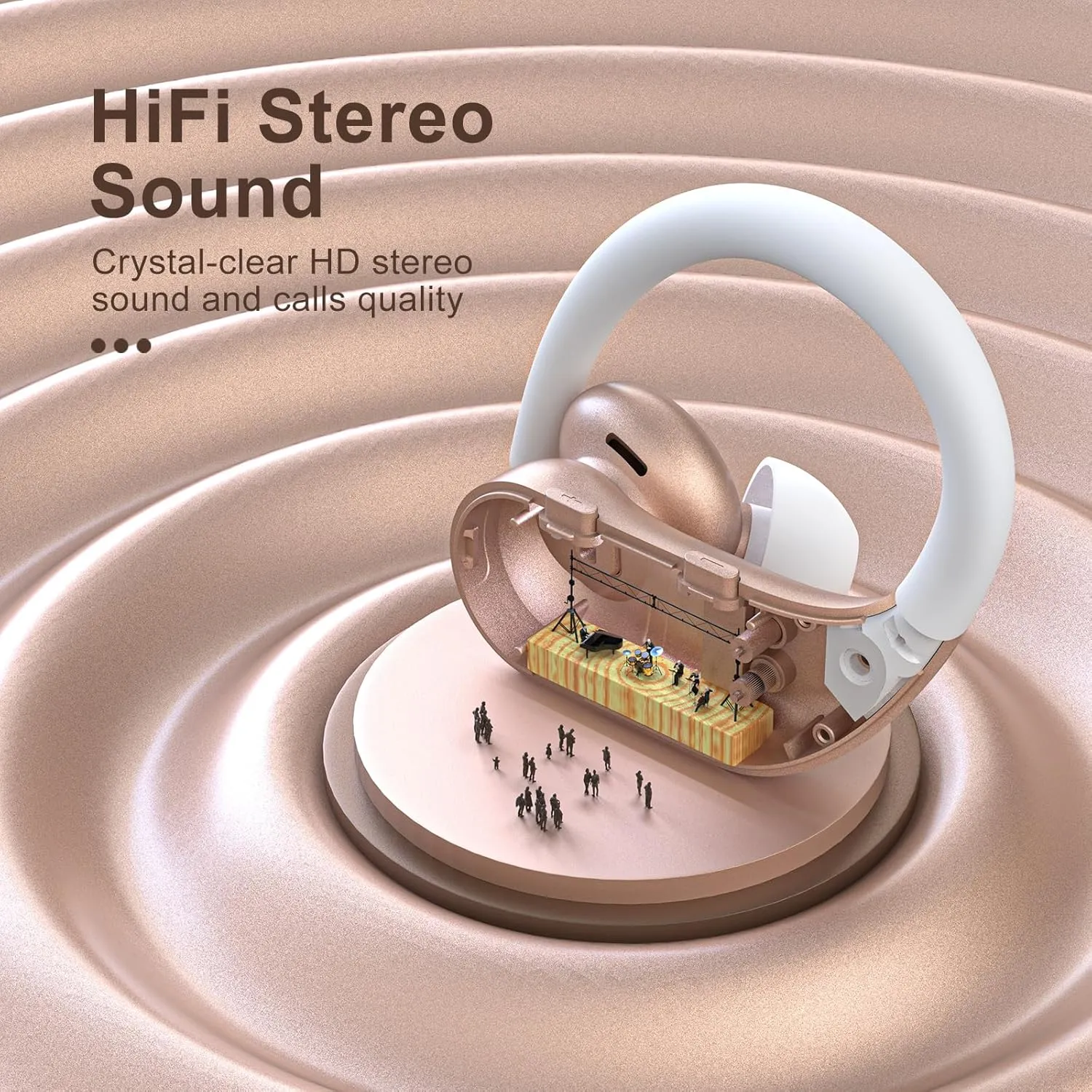 Wireless Earbuds Bluetooth Headphones 130Hrs Playtime with 2500mAh Wireless Charging Case LED Diaplay Hi-Fi Waterproof Over Ear Earphones for Sports Running Workout Gaming