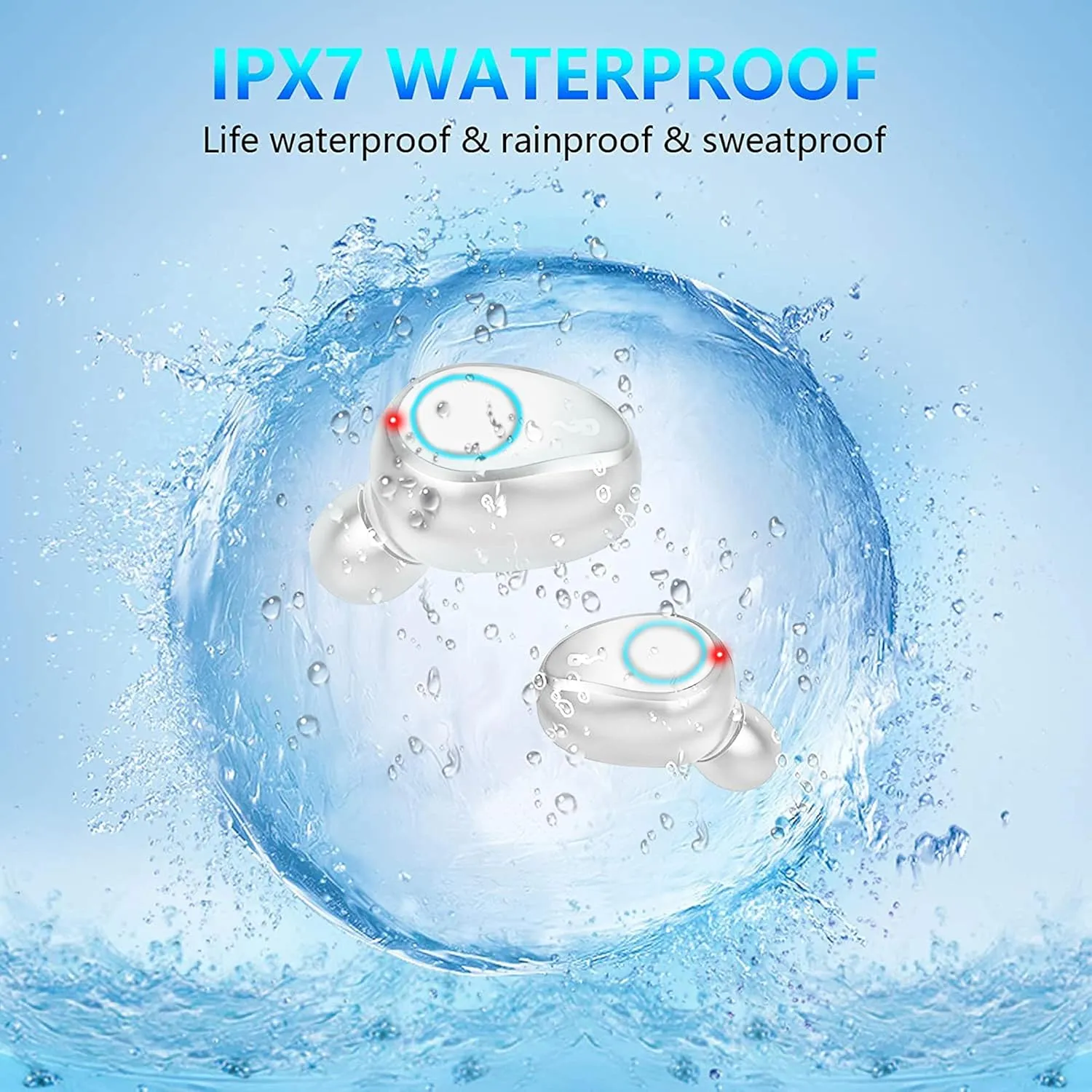 Wireless V5.3 Bluetooth Earbuds Compatible with Meizu 20 and 2,000Mah PowerBank LED Display, Mic 8D Bass IPX7 Waterproof/Sweatproof