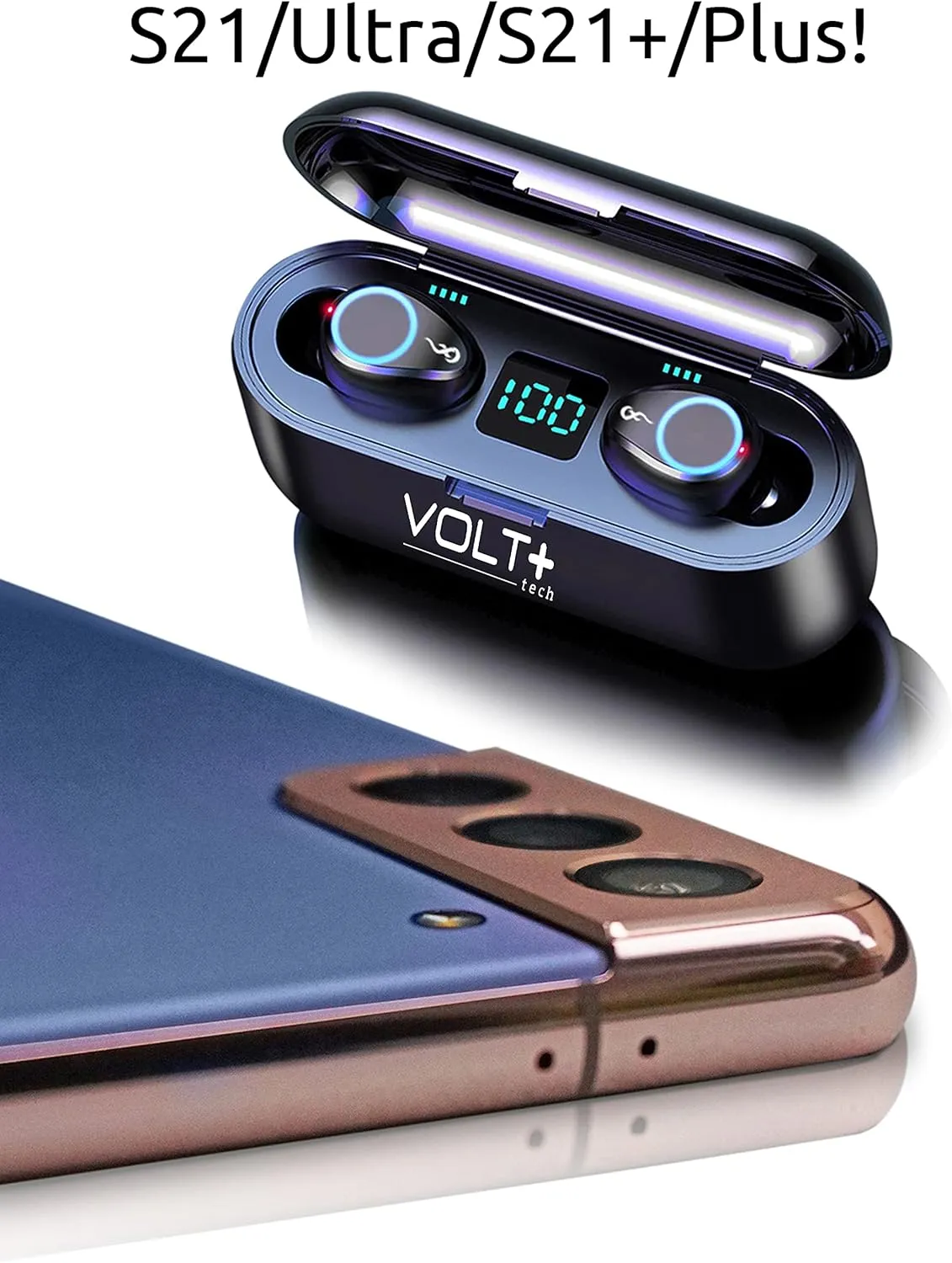 Wireless V5.3 Bluetooth Earbuds Compatible with Meizu 20 Classic and 2,000Mah PowerBank LED Display, Mic 8D Bass IPX7 Waterproof/Sweatproof