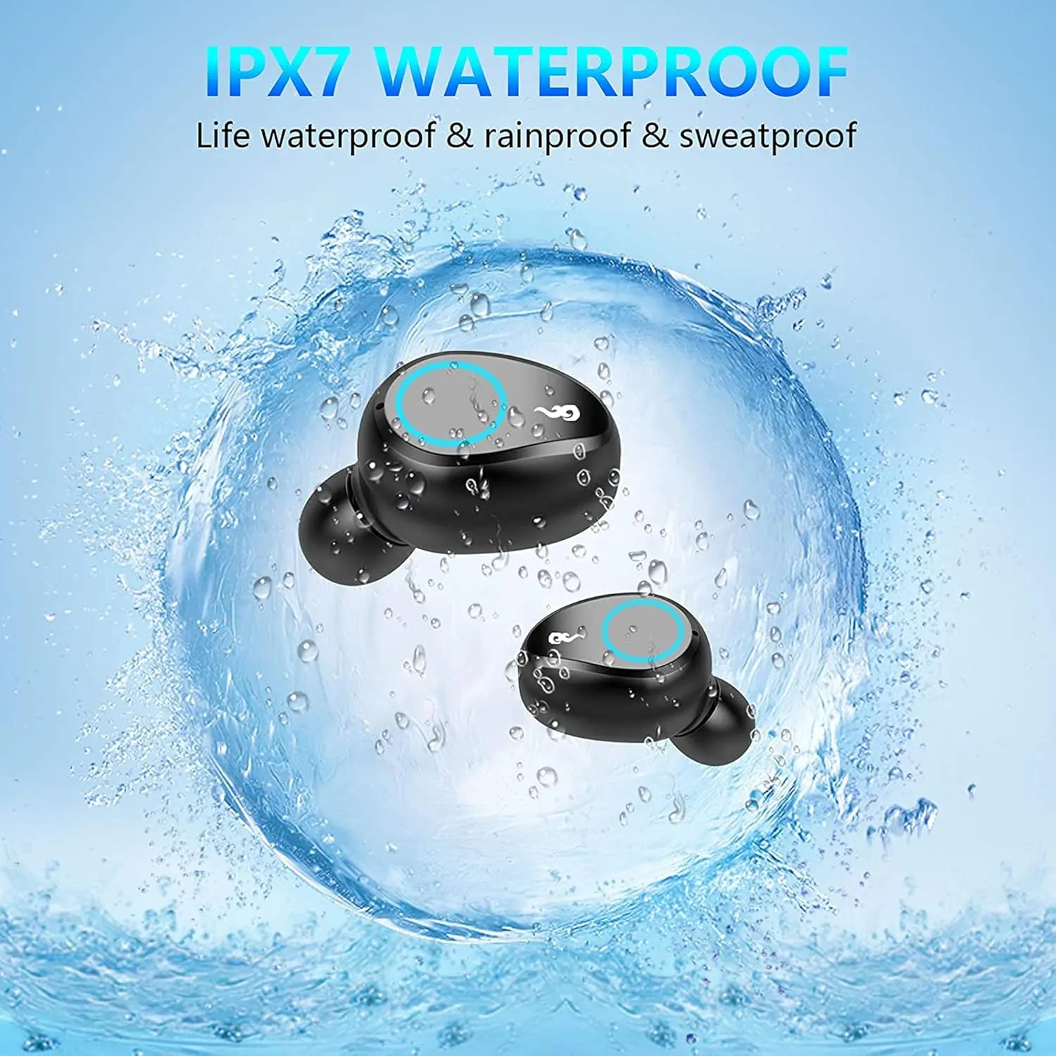 Wireless V5.3 Bluetooth Earbuds Compatible with Meizu 20 Classic and 2,000Mah PowerBank LED Display, Mic 8D Bass IPX7 Waterproof/Sweatproof