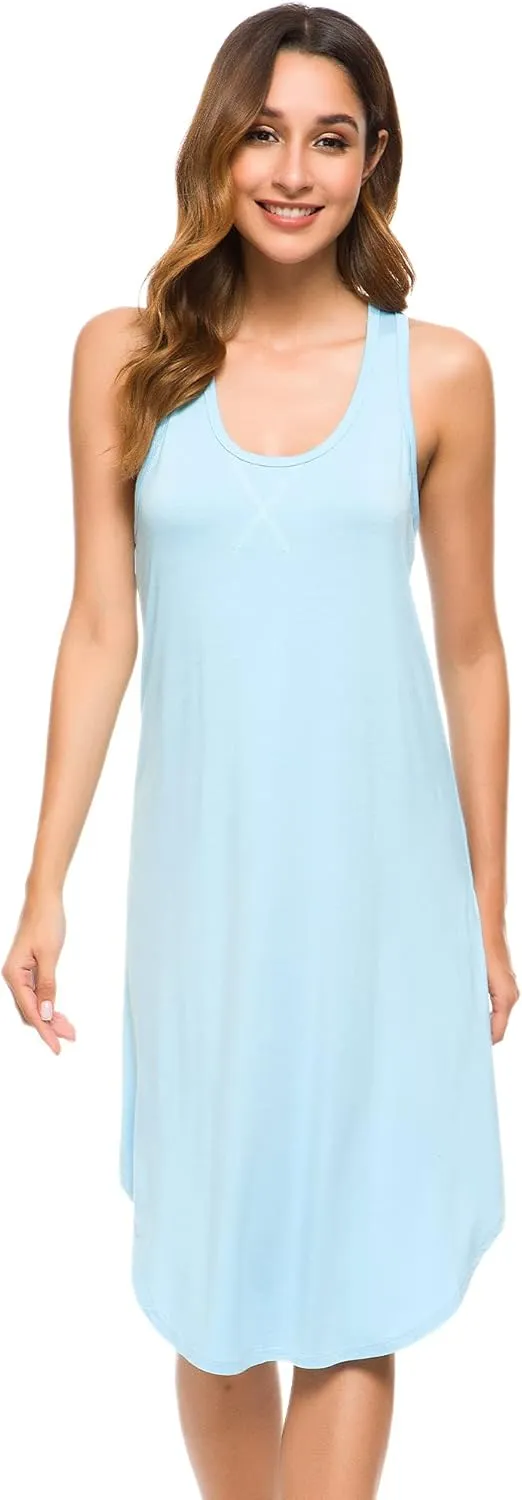 WiWi Soft Nightgowns for Women Sleeveless Racerback Nightgown Plus Size Pajamas Sleepshirts S-4X