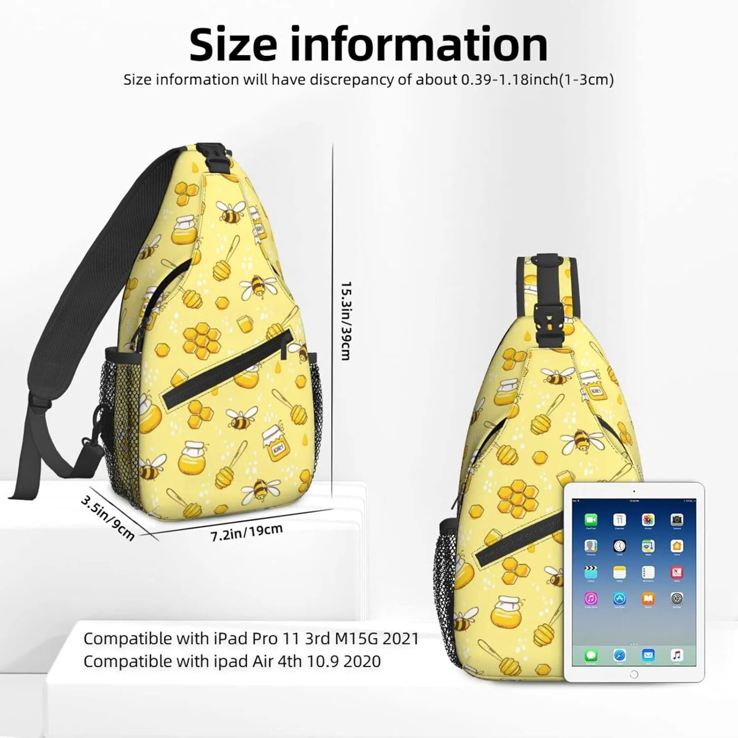 Women Cute Bees and Honey Crossbody Sling Backpack for Men Chest Bag Shoulder Bag Lightweight One Strap Backpack Travel Outdoor Daypack