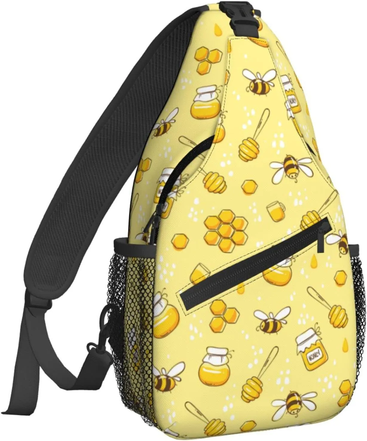 Women Cute Bees and Honey Crossbody Sling Backpack for Men Chest Bag Shoulder Bag Lightweight One Strap Backpack Travel Outdoor Daypack