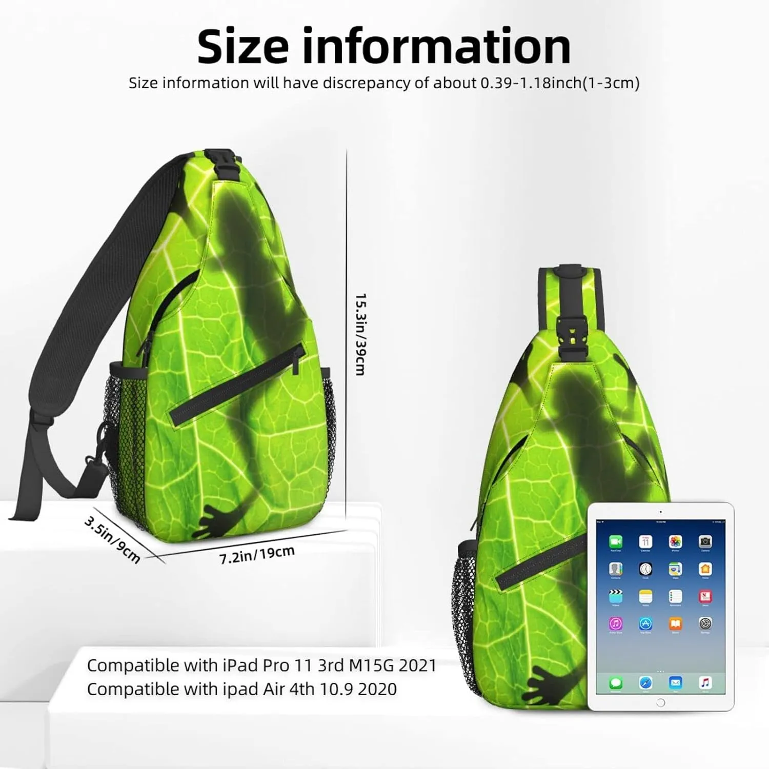 Women Frog Shadow on Leaves Crossbody Sling Backpack for Men Chest Bag Shoulder Bag Lightweight One Strap Backpack Travel Outdoor Daypack