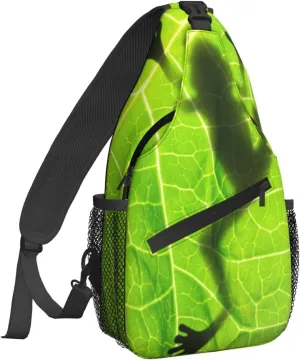 Women Frog Shadow on Leaves Crossbody Sling Backpack for Men Chest Bag Shoulder Bag Lightweight One Strap Backpack Travel Outdoor Daypack