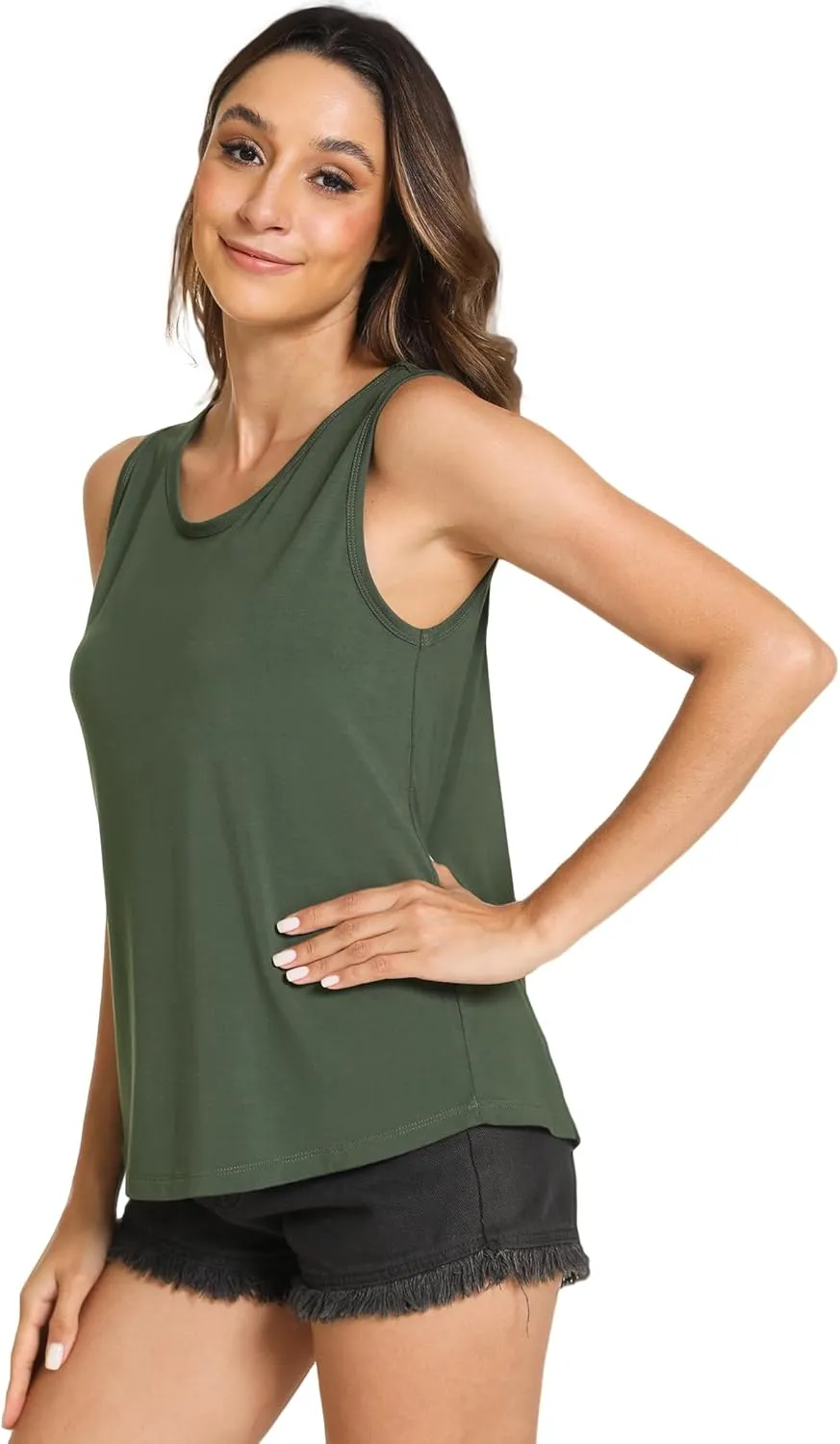 Women Tank Tops Loose Fit Summer Basic Sleeveless Tops Bamboo Viscose Pajama Shirts