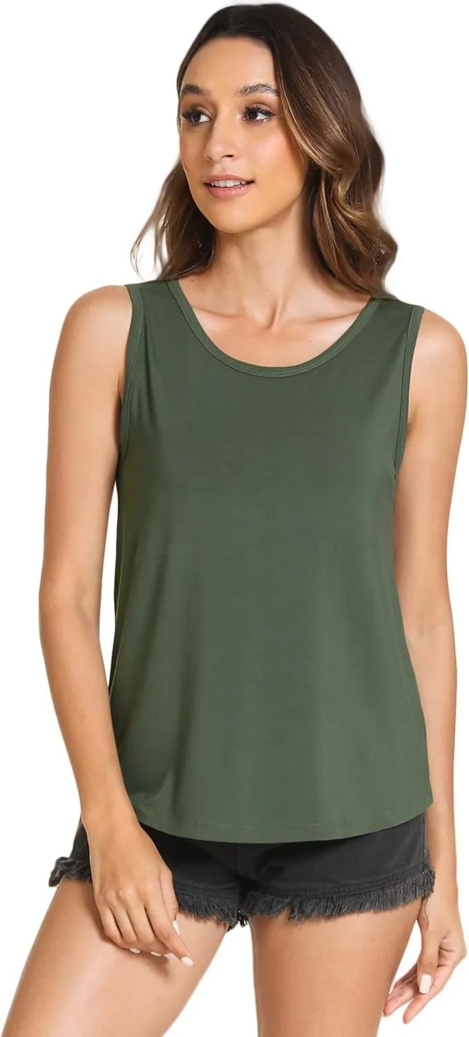 Women Tank Tops Loose Fit Summer Basic Sleeveless Tops Bamboo Viscose Pajama Shirts