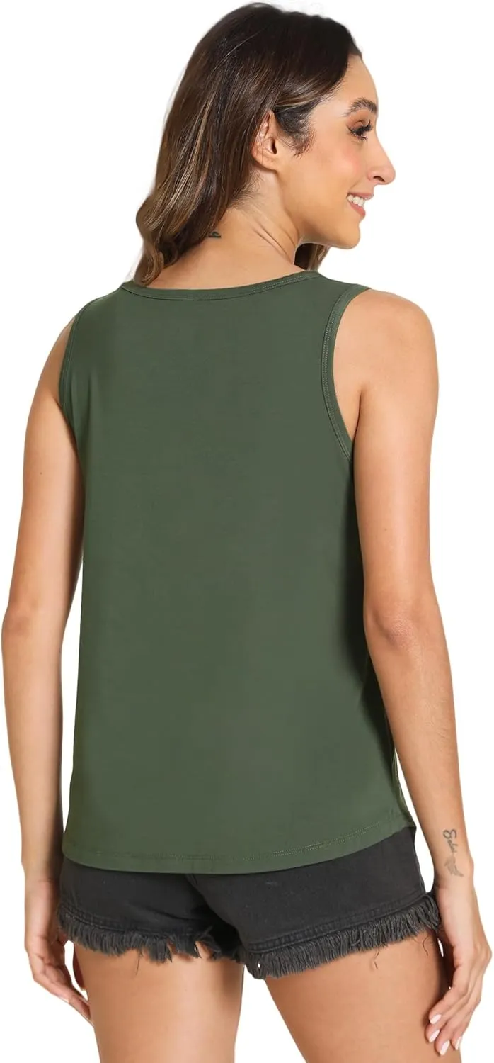 Women Tank Tops Loose Fit Summer Basic Sleeveless Tops Bamboo Viscose Pajama Shirts