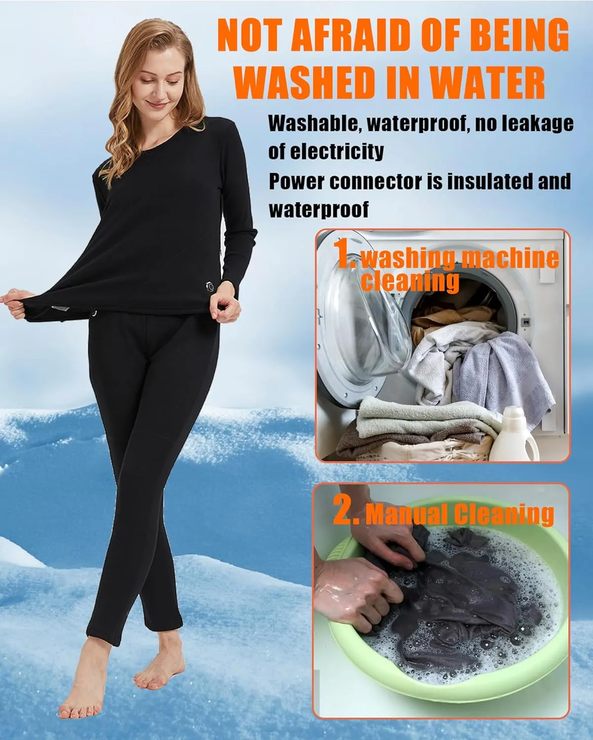 Women's Electric Thermal Long Underwear set,USBWomen's Heated Thermal Underwear set,Snow Leggings for Women