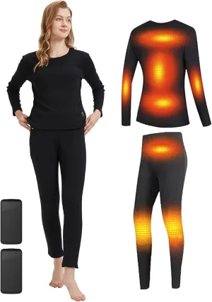 Women's Electric Thermal Long Underwear set,USBWomen's Heated Thermal Underwear set,Snow Leggings for Women