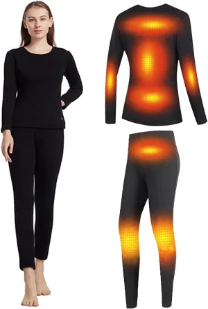 Women's Heated Thermal Underwear set, USB Women's Electric Thermal Long Underwear set, Snow Leggings for Women