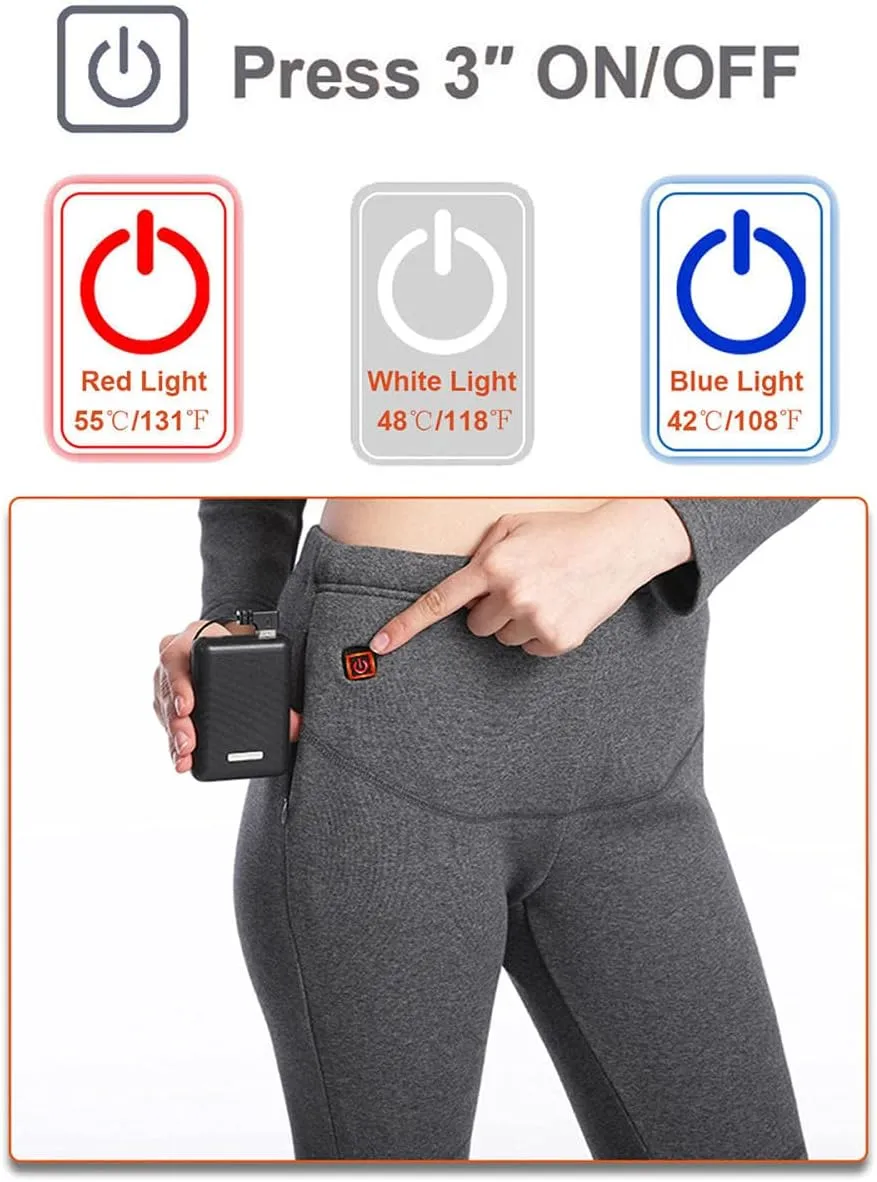 Women's Heated Thermal Underwear set, USB Women's Electric Thermal Long Underwear set, Snow Leggings for Women