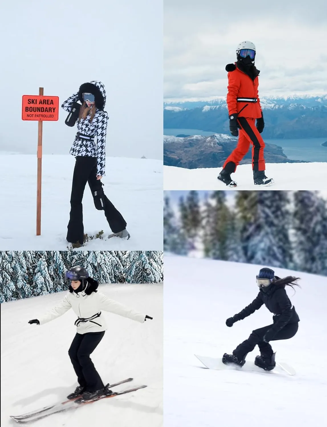 Women's Ski Jacket Snowboard Warm Winter Short Slim Snow Coat Jacket Mountain Windproof Waterproof Insulated Hooded