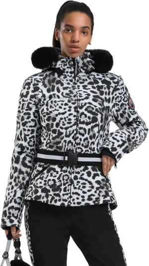 Women's Ski Jacket Snowboard Warm Winter Short Slim Snow Coat Jacket Mountain Windproof Waterproof Insulated Hooded