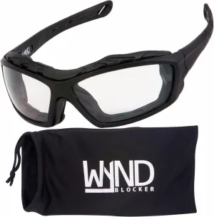 WYND Blocker Motorcycle Riding Glasses Extreme Sports Wrap Sunglasses (Black/Clear)