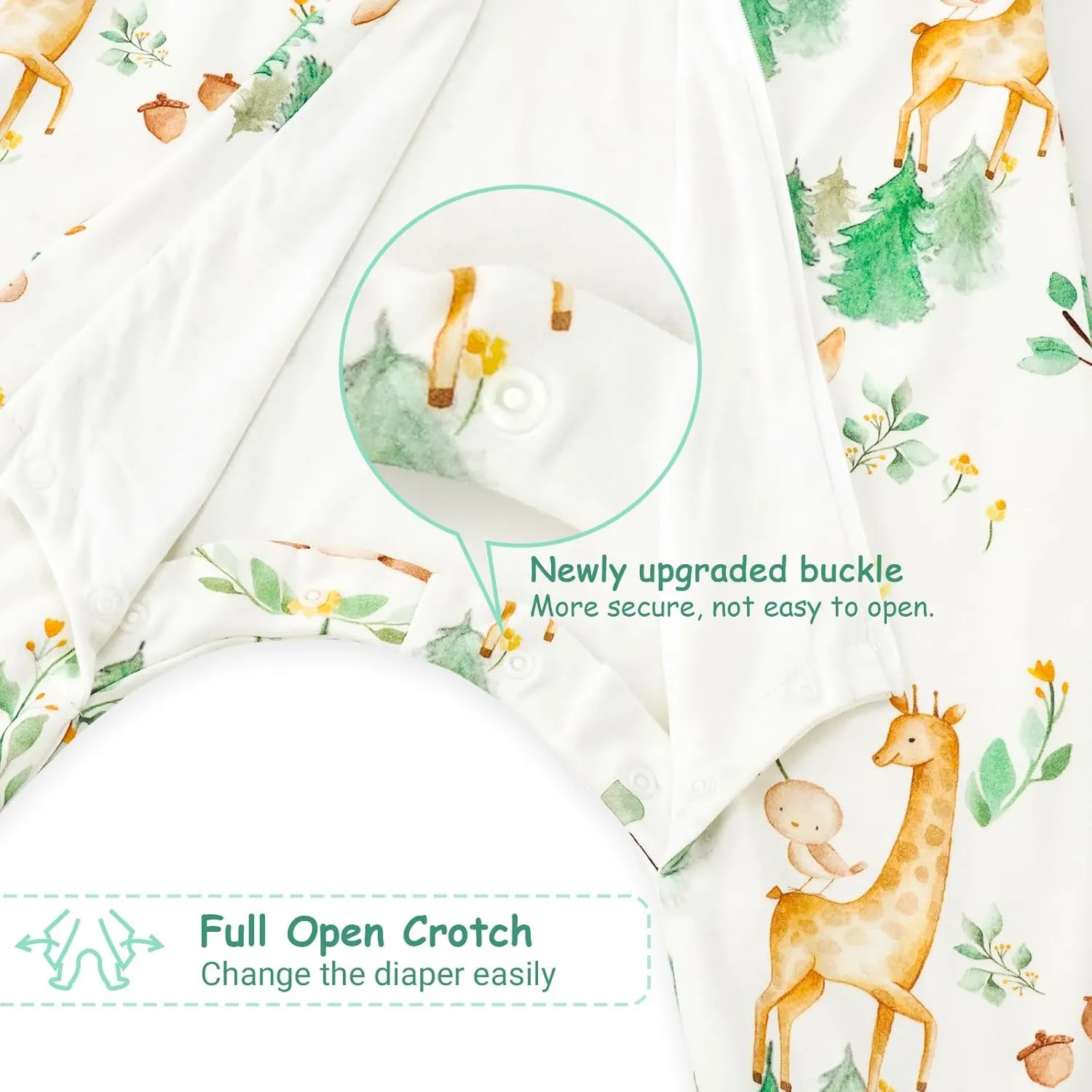 WYTbaby 2 Pack Toddler Sleep Sack with Feet 1.0 Tog 2t-3t, 100% Cotton Sleeveless Toddler Wearable Blanket Baby Sleeping Bag, Forest Animals   Dark Green