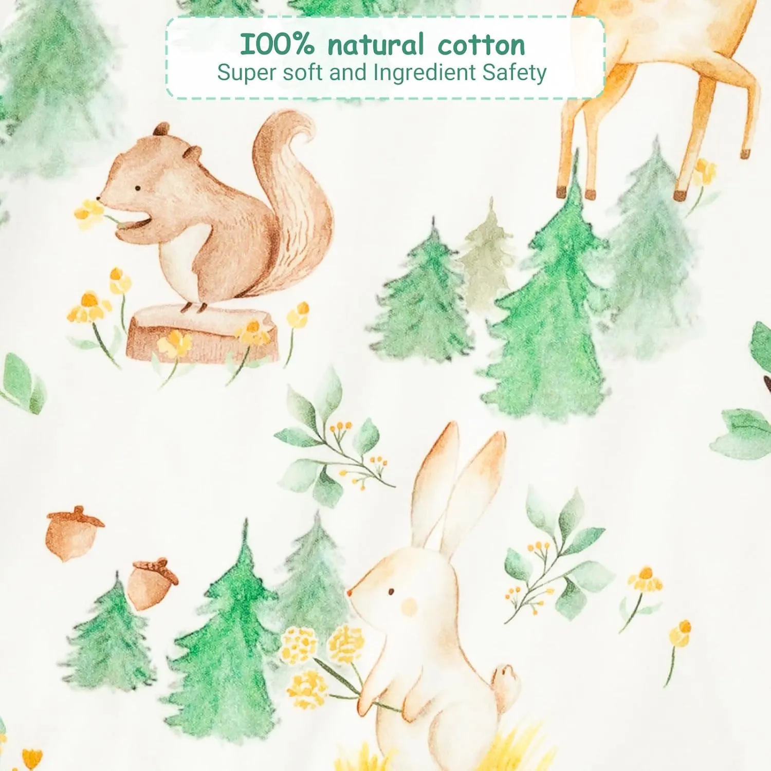 WYTbaby 2 Pack Toddler Sleep Sack with Feet 1.0 Tog 2t-3t, 100% Cotton Sleeveless Toddler Wearable Blanket Baby Sleeping Bag, Forest Animals   Dark Green