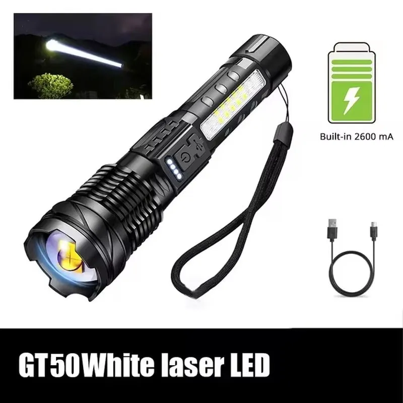 XHP70 LED Rechargeable Flashlight with 7 Modes & Side Light