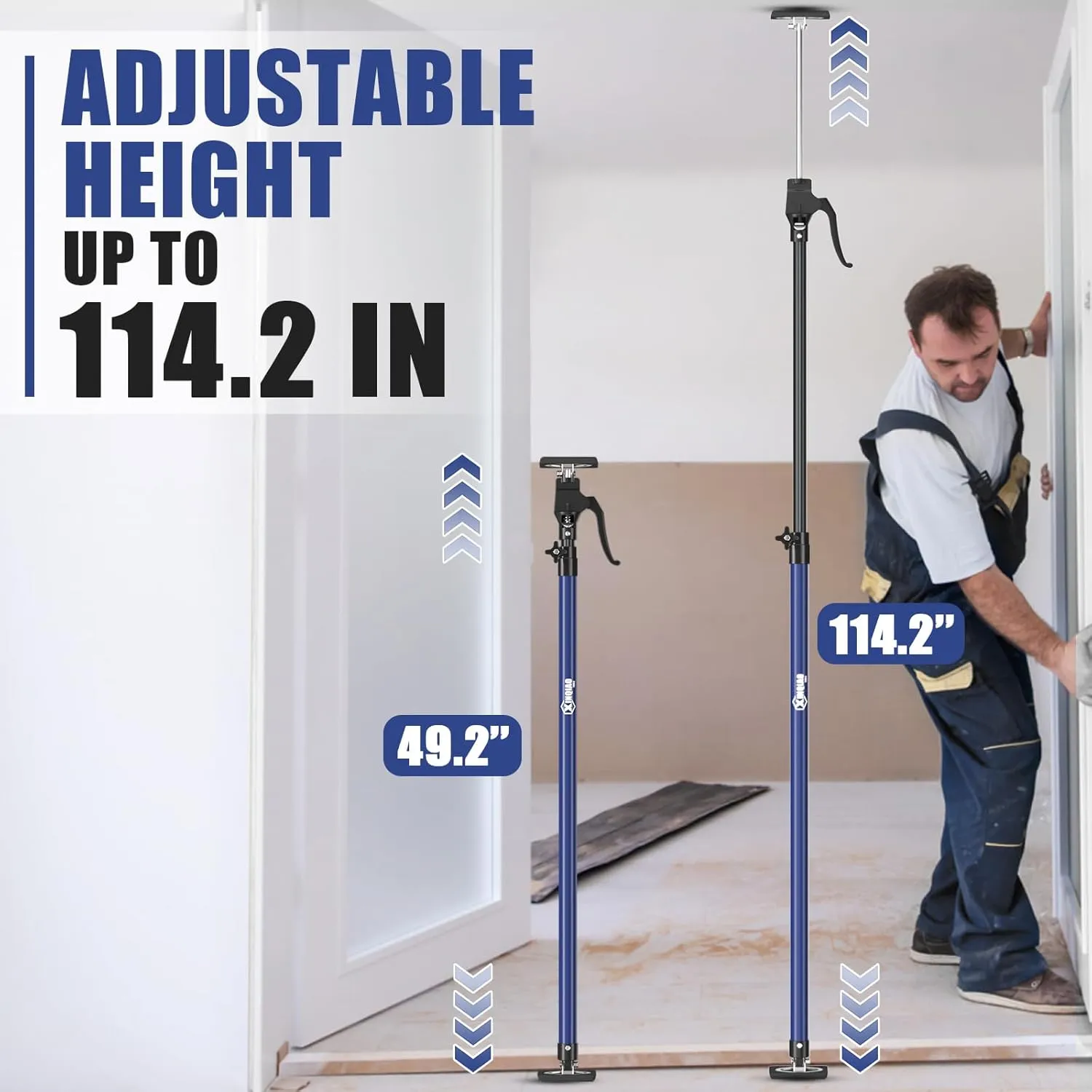 XINQIAO Cabinet Jacks for Installing Cabinets, Heavy Duty Third Hand Tools Adjustable Support Pole from 49.2 in to 114.2 in, 2 PCS