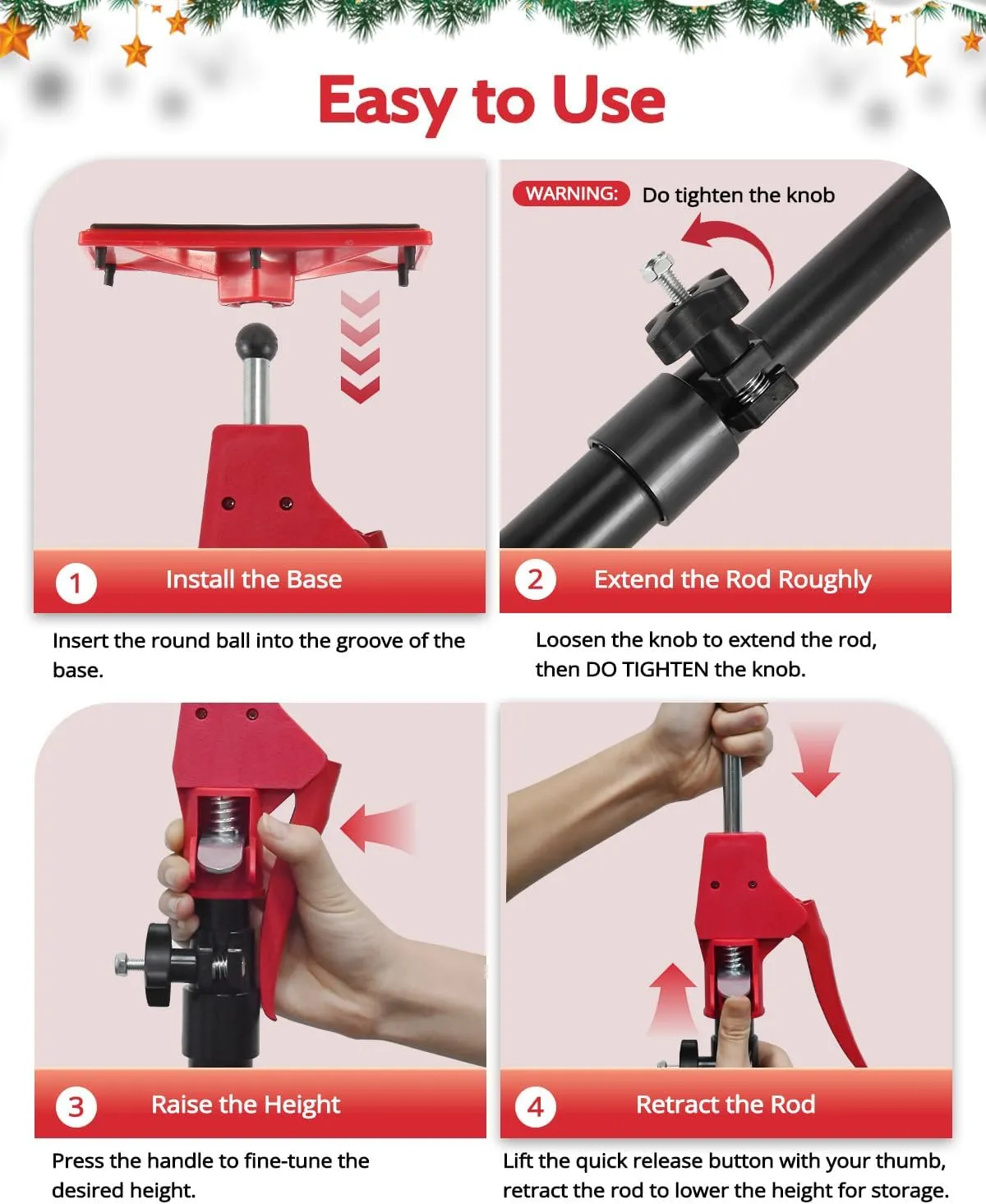 XINQIAO Cabinet Jacks for Installing Cabinets, Light Duty Third Hand Tools Adjustable Support Pole from 15.7 in to 27.6 in, 1 PC