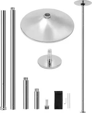Yaheetech Dance Pole Spinning Static Dancing Pole Portable Removable for Home Club Bar Gym 44.5-108.3” Height Adjustable & Weight Capacity 500lb, Silver/Gold