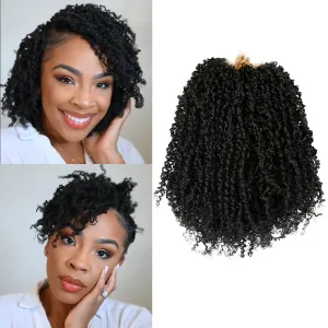 Yanky Twist Crochet Hair 9 Packs (270 Strands) - Pre-looped Crochet Hair, Pre-Twisted, Tangle-Free, Lightweight Crochet Braids Synthetic Hair Extensions for Women (1B, 8 Inch)