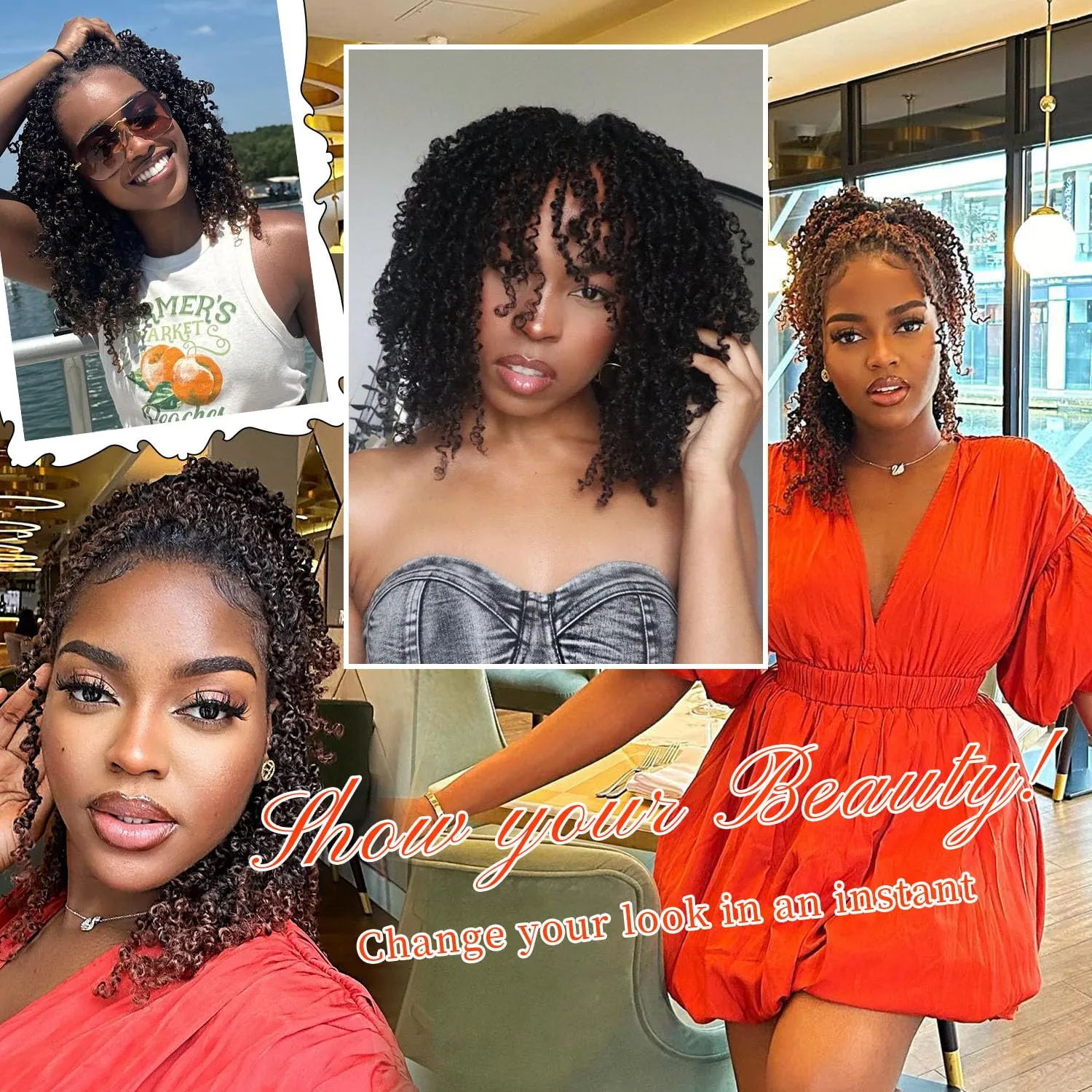 Yanky Twist Crochet Hair 9 Packs (270 Strands) - Pre-looped Crochet Hair, Pre-Twisted, Tangle-Free, Lightweight Crochet Braids Synthetic Hair Extensions for Women (1B, 8 Inch)