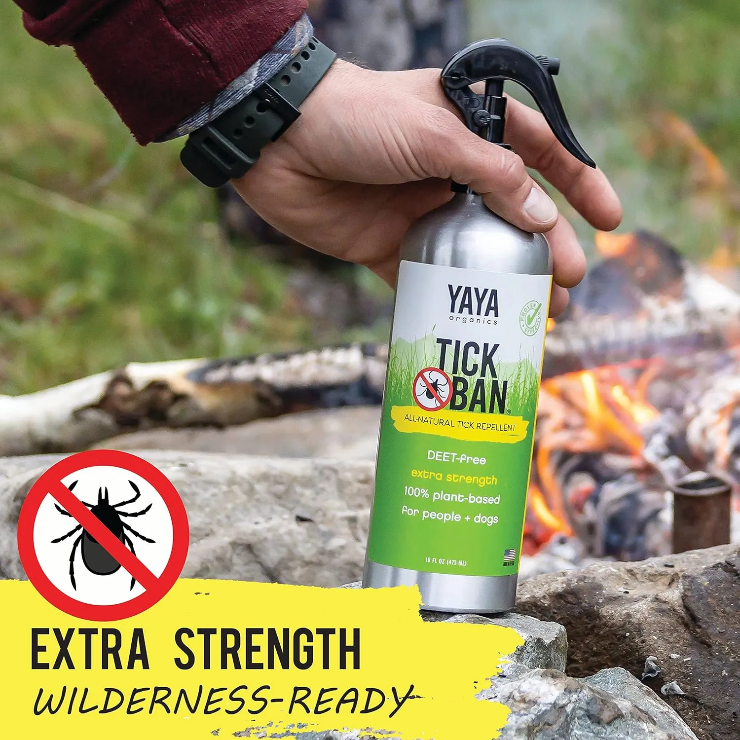 YAYA Organics Tick Ban   Squito Ban Duo Pack | All Natural Tick Repellent and Mosquito Spray Made with Essential Oils, Deet-Free | 2 16oz Spray Bottles