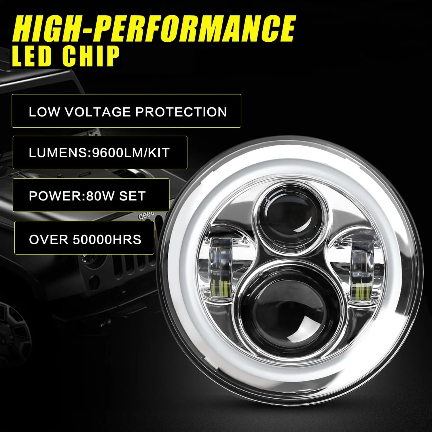 YEEGO DIRECT 7 inch Motorcycle LED Headlight 4.5 inch Fog Passing Lights Compatible with Road King Ultra Classic Electra Street Glide Tri Cvo Heritage Softail Slim Deluxe Fatboy, DOT Approved (Silver)