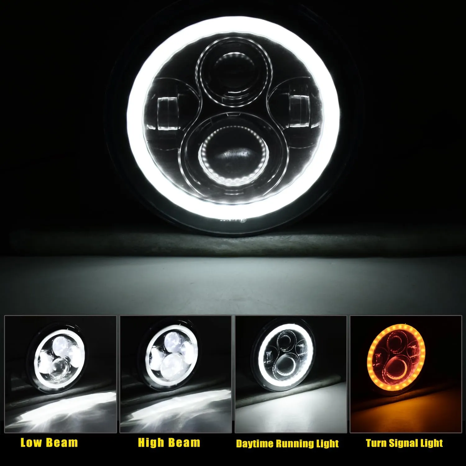 YEEGO DIRECT 7 inch Motorcycle LED Headlight 4.5 inch Fog Passing Lights Compatible with Road King Ultra Classic Electra Street Glide Tri Cvo Heritage Softail Slim Deluxe Fatboy, DOT Approved (Silver)