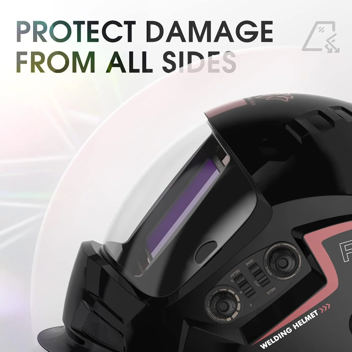 YESWELDER Large Viewing Screen True Color Solar Power Auto Darkening Welding Helmet, Hemispherical Lens for TIG MIG Arc Weld Grinding Welder Mask