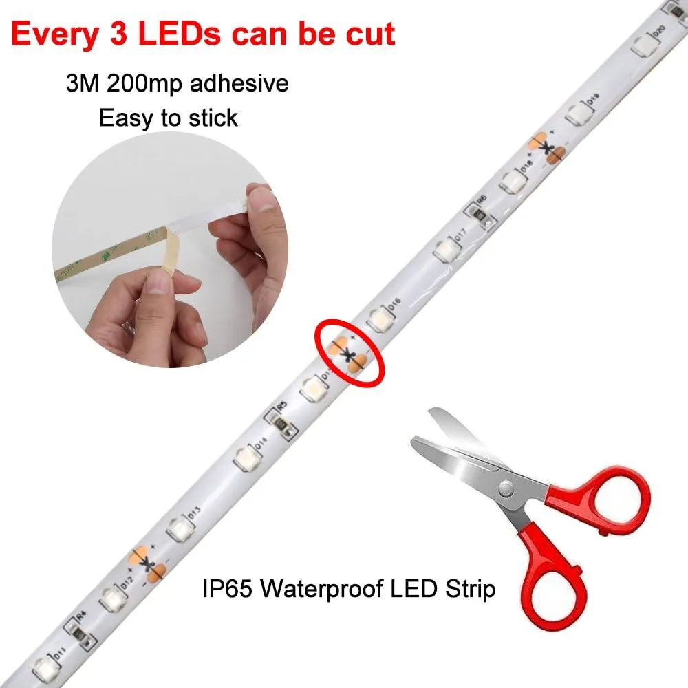 YGS-Tech Super Bright 60 Watts UV Black Light LED Strip, 16.4FT/5M 3528 300LEDs 395nm-405nm Waterproof IP65 Blacklight Night Fishing implicitly Party with 12V 5A Power Supply