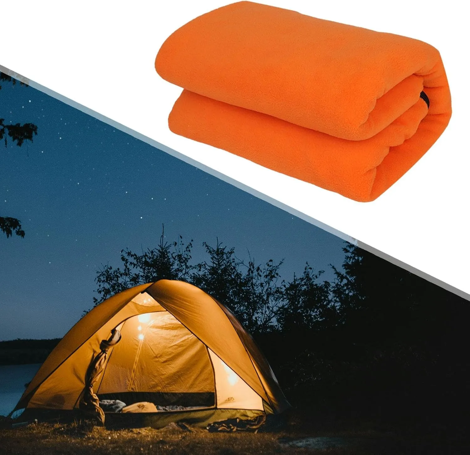 Yiju Portable Emergency Blanket with Sleeping Bag Liner for Outdoor Activities, Orange