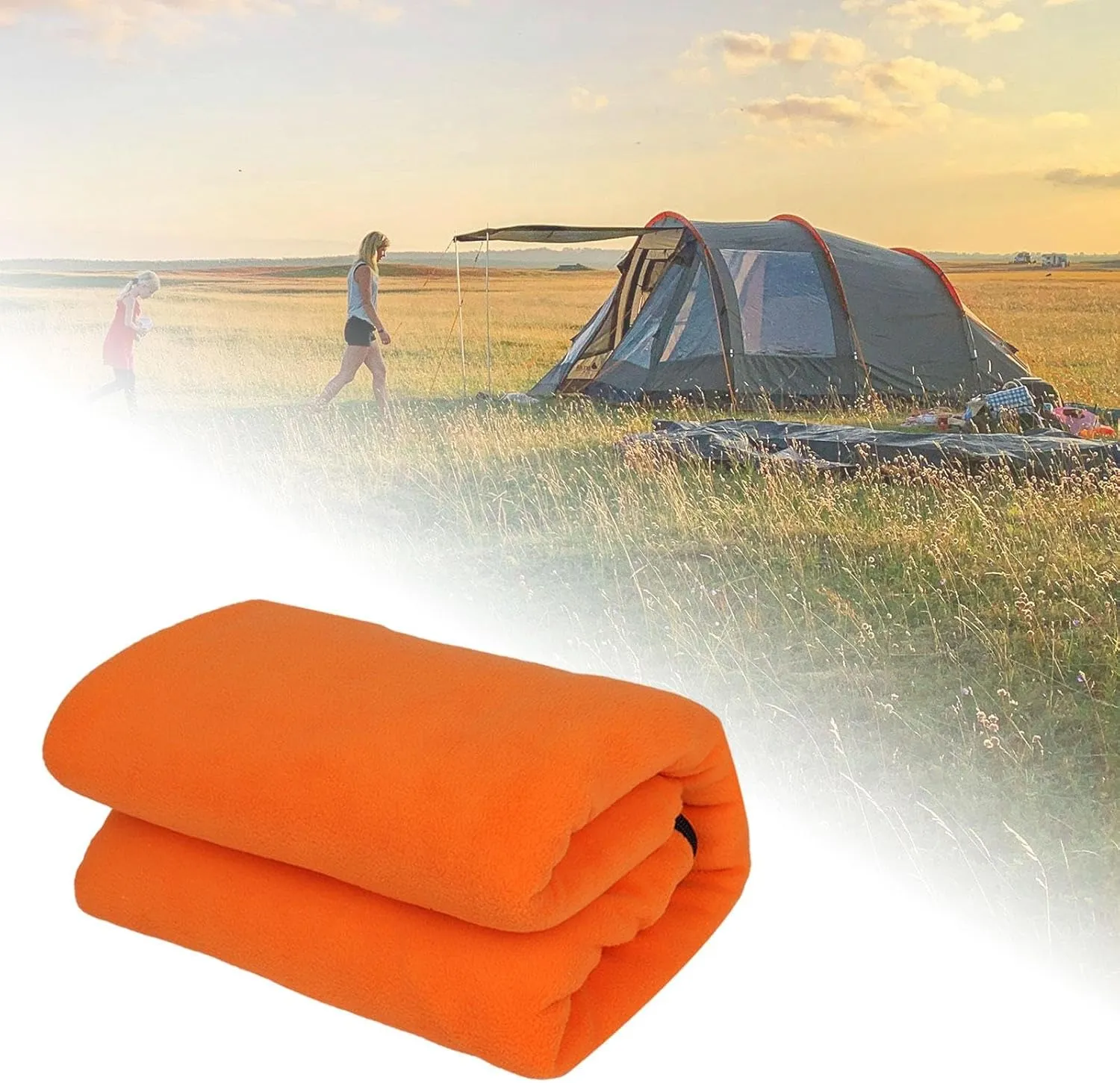Yiju Portable Emergency Blanket with Sleeping Bag Liner for Outdoor Activities, Orange