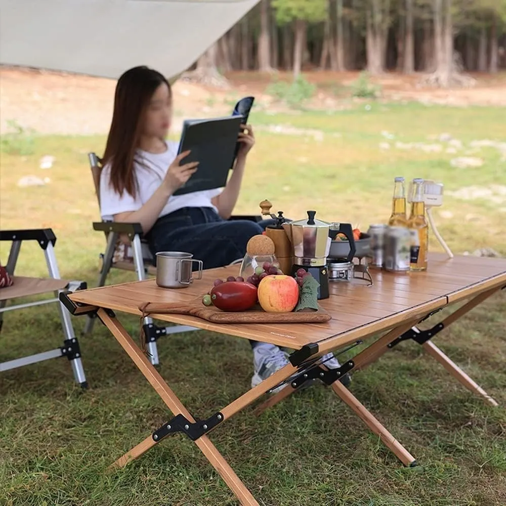 YIORYO Camping Table, Fold up Lightweight Camping Table, Portable Roll up Aluminum Table with Carry Bag for Picnic, Cooking, Camping, Beach, Festival (Gray : A)