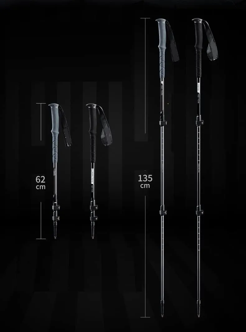 YIRENZUI Adjustable Trekking Poles Made Carbon Fiber Tungsten Steel Rod Tip,Metal Lock System Extended EVA Handle，The Best Choice