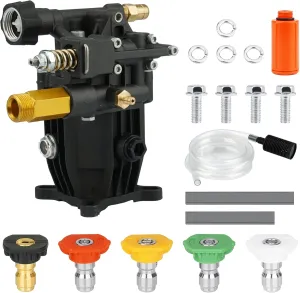 Youxmoto 3/4" Shaft Horizontal Pressure Washer Pump, Max 3300 PSI @ 2.5 GPM Power Washer Pump, Fit for Honda GC190, for Troy-Bilt 20241, for Homelite 308418007 308653057, for Karcher, for Simpson