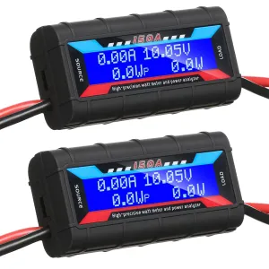 Yunsailing 2 Pcs High Precision Watt Meter Power Analyzer Battery Consumption Performance Monitor with Backlight Digital LCD Screen(9000)