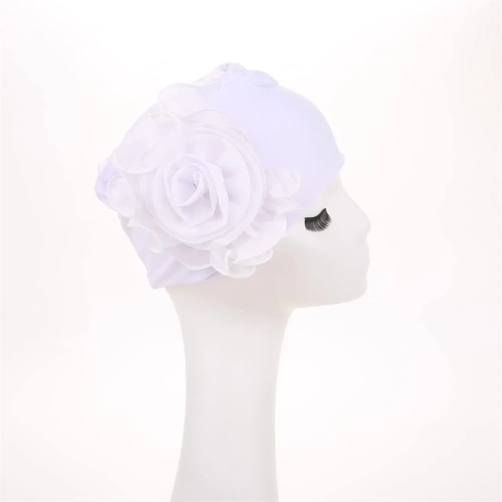 YYAOJHAO Chemo Turban Hats for Women - Elastic Flower Beanie Headwrap Caps Solid Color Grate for Cancer Hair Cover