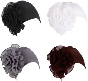YYAOJHAO Chemo Turban Hats for Women - Elastic Flower Beanie Headwrap Caps Solid Color Grate for Cancer Hair Cover