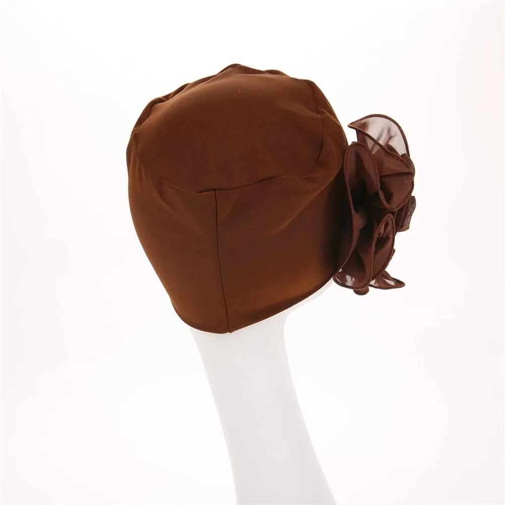 YYAOJHAO Chemo Turban Hats for Women - Elastic Flower Beanie Headwrap Caps Solid Color Grate for Cancer Hair Cover