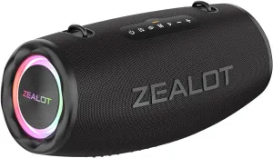 ZEALOT 80W Portable Bluetooth Speaker, Stereo Sound with Deep Bass,IPX6 Waterproof, LED Light, Power Bank,Bluetooth 5.2, Indoor/Outdoor Speaker for Party, Gathering, Pool, Camping,Travel (Black)