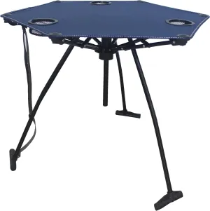 Zenithen Out/Indoor Portable Foldable High Tension Fabric Table for Camping, Backyard Parties, Vacation, Camping Table with Cup Holders, Blue (Pack of 1)