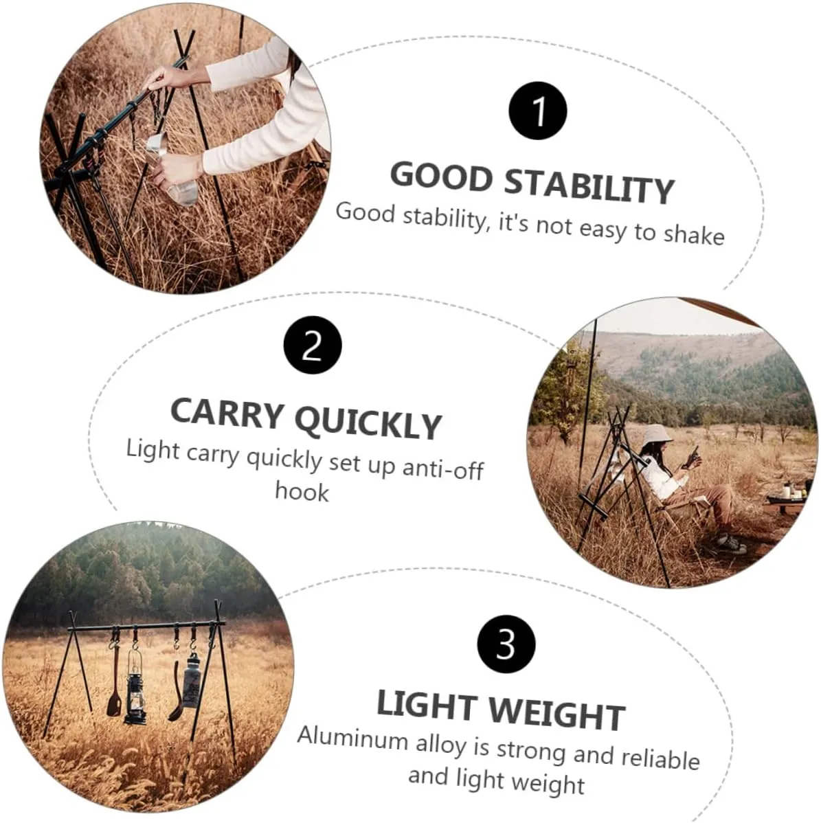 Zerodeko Picnic BBQ Camping Hanging Rack Aluminum Alloy Lightweight Easy to Carry Set up