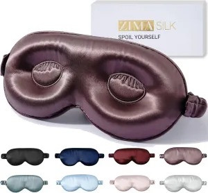 ZIMASILK Adjustable 22 Momme 100% Pure Mulberry Silk Sleep Mask, 3D Contoured Cup Eye Mask for Sleeping, Super Soft Breathable Blindfold, Perfectly Blocks Light for Sleeping. (Gray Purple)